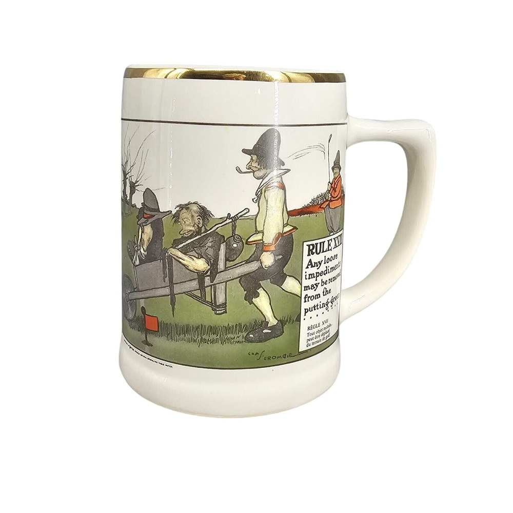 Vintage 1962 Delano Studios Charles Crombie Golf Rule XVII Stein Mug Perrier 5"